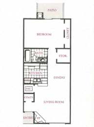 1 Bedroom 1 Bath Floor Plan Image