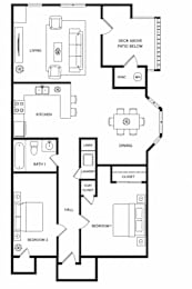 A black and white floor plan of a house with labeled rooms.
