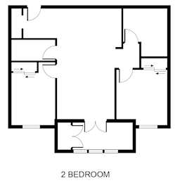 a floor plan of a house with two bedrooms and a living room