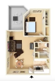 One Bedroom Floorplan - North Building at Oak Park Apartments, California, 91016