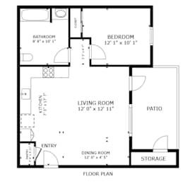 A black and white floor plan of a house with labeled rooms.