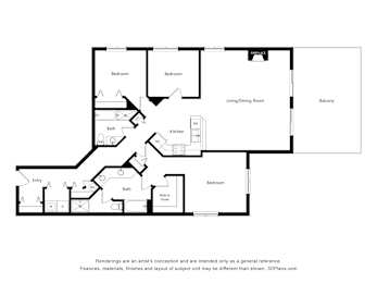A black and white floor plan of a house with labeled rooms.