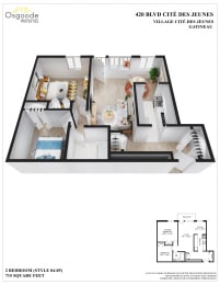 Floor Plan  2 Bedroom Large