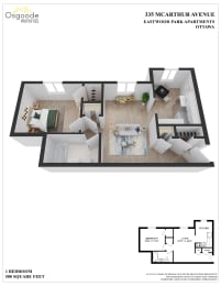 Floor Plan  1 Bedroom