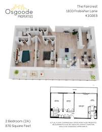 Floor Plan  A floor plan for a 2 bedroom apartment at The Faircrest.