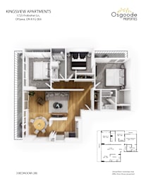 Floor Plan  A floor plan for a 3 bedroom apartment.