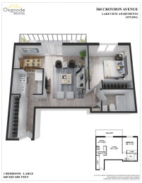 Floor Plan  1 Bedroom Large