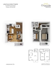 Floor Plan  A brochure for a 2 bedroom apartment at Lincoln Park Tower.