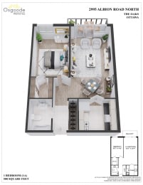 Floor Plan  1 Bedroom
