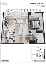 Floor Plan  1 Bedroom A