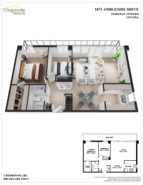 Floor Plan  2 Bedroom B