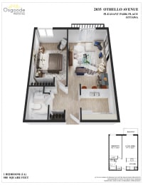 Floor Plan  1 Bedroom A