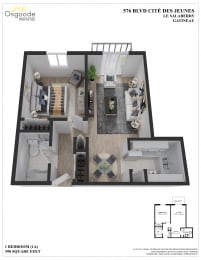 Floor Plan  1 Bedroom A