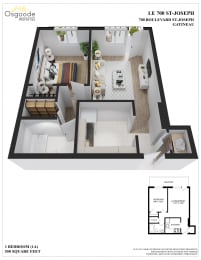Floor Plan  1 Bedroom A