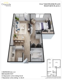 Floor Plan  1 Bedroom C