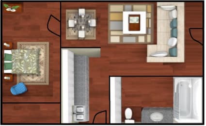  Floor Plan 1 Bed 1 Bath