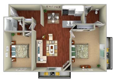  Floor Plan 2 Bedrooms