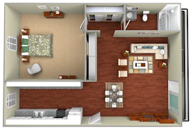  Floor Plan 1 Bed 1 Bath