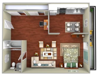  Floor Plan Junior-1 Bed 1 Bath