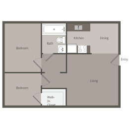 a floor plan of a transitional home with a bedroom and a living room