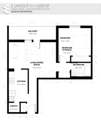  Floor Plan 1 Bedroom Modern