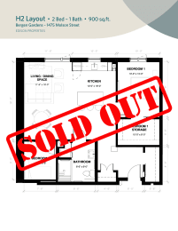 a sold out sign over a floor plan of a house