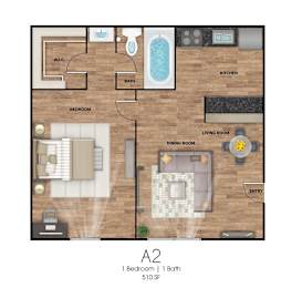 A 2 bedroom apartment with 1 bathroom is for sale.