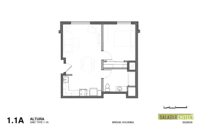 a floor plan of a house with a bedroom and a living room