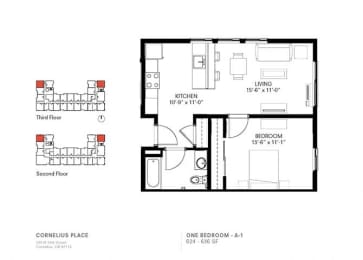  Floor Plan 1 Bed 1 Bath - A1