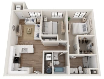 Floor Plan  a 3 bedroom floor plan with a bathroom and a living room