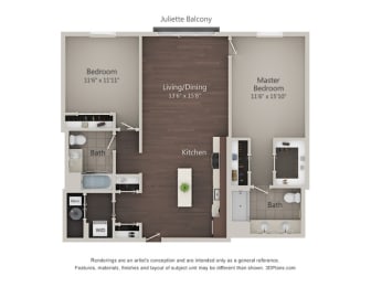Kelmscott Park's B4 two bedroom apartment floor plan
