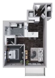 A2 - 1 Bedroom 1 Bathroom Floor Plan at Stadium Lofts, Kannapolis, North Carolina