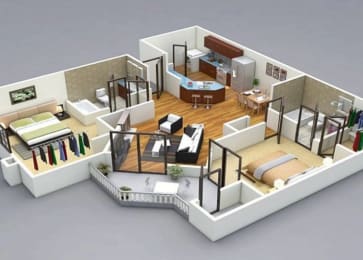  Floor Plan 2 Bedroom 2 Bathroom