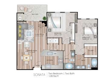  Floor Plan 2 Bed 1.5 Bath