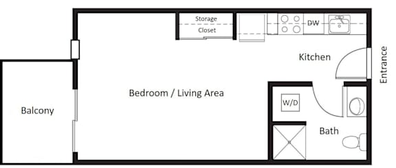  Floor Plan Studio 1 Bath