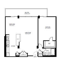 Floor Plan  1 bedroom National Landing
