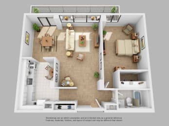 Floor Plan  1 Bedroom Crystal City Arlington VA Apartment Rentals