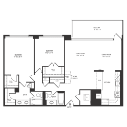  Floor Plan 2 Bedroom 2 Bath 1300 SF 22dr