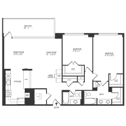  Floor Plan 2 Bedroom 2 Bath 1323 SF 22gr