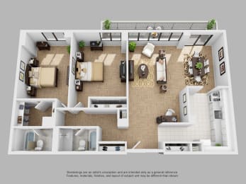 Floor Plan  2 Bedroom Crystal City Arlington VA Apartment Rentals