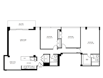 Floor Plan  A black and white image of a floor plan for a house.