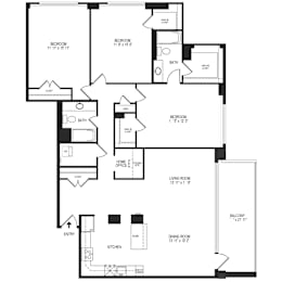 Floor Plan  3-bedroom 2-bathroom in National Landing