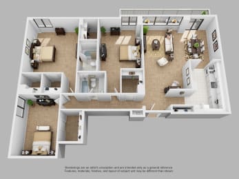 Floor Plan  Luxury 3 Bedroom Crystal City Arlington VA Apartment Rentals