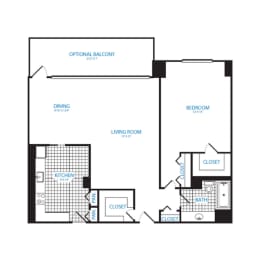 Floor Plan  1 bedroom 1 bath in National Landing