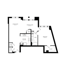 Floor Plan  A black and white image of a floor plan for a house.