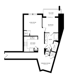 Floor Plan  A black and white image of a floor plan for a home.