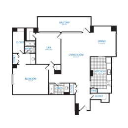Floor Plan  Spacious 1-bed + 1 den, 1-bath in National Landing