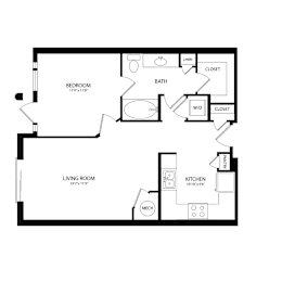 Floor Plan  A black and white image of a floor plan for a home.