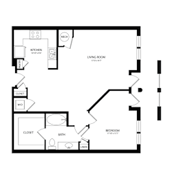 Floor Plan  A black and white image of a floor plan for a home.