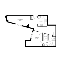 Floor Plan  A black and white image of a floor plan for a home.